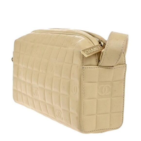 CHANEL CC Logo Chocolate Bar 2Way Hand Bag Leather Beige GHW Italy 11KB487 - Picture 4 of 14